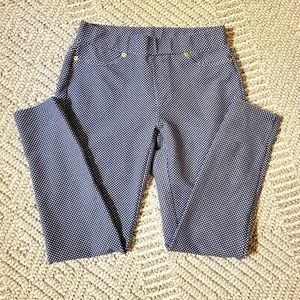 Michael Kors Women's Navy & White Gingham skinny stretch pant size medium